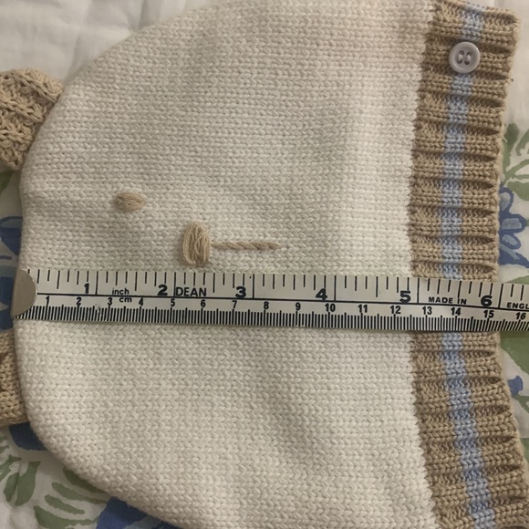 Adorable cotton knit baby bear beanie with hand embroidered face & 3d ears - Picture 9 of 9